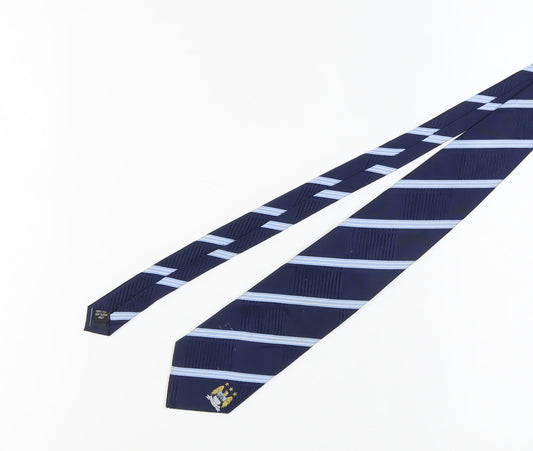 Genesis Men's Blue Silk Designer Striped Tie, One Size