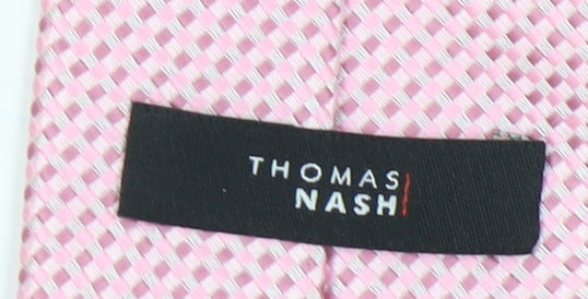 Thomas Nash Men's Pink Slim Tie Geometric Design One Size