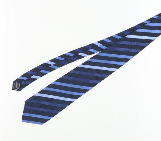 Racing Green Men's Blue Striped Silk Tie One Size