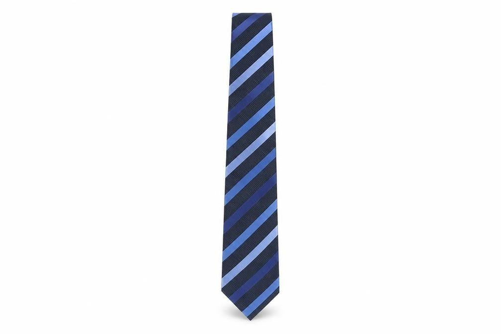 Mens Racing Green Blue Striped 100% Silk  Tie