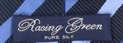 Racing Green Men's Blue Striped Silk Tie One Size