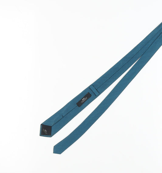 Moss London Men's Slim Blue Polka Dot Silk Tie