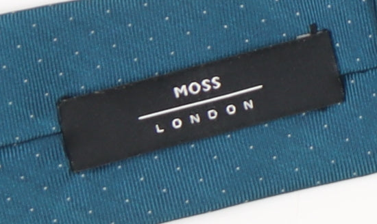 Moss London Men's Slim Blue Polka Dot Silk Tie