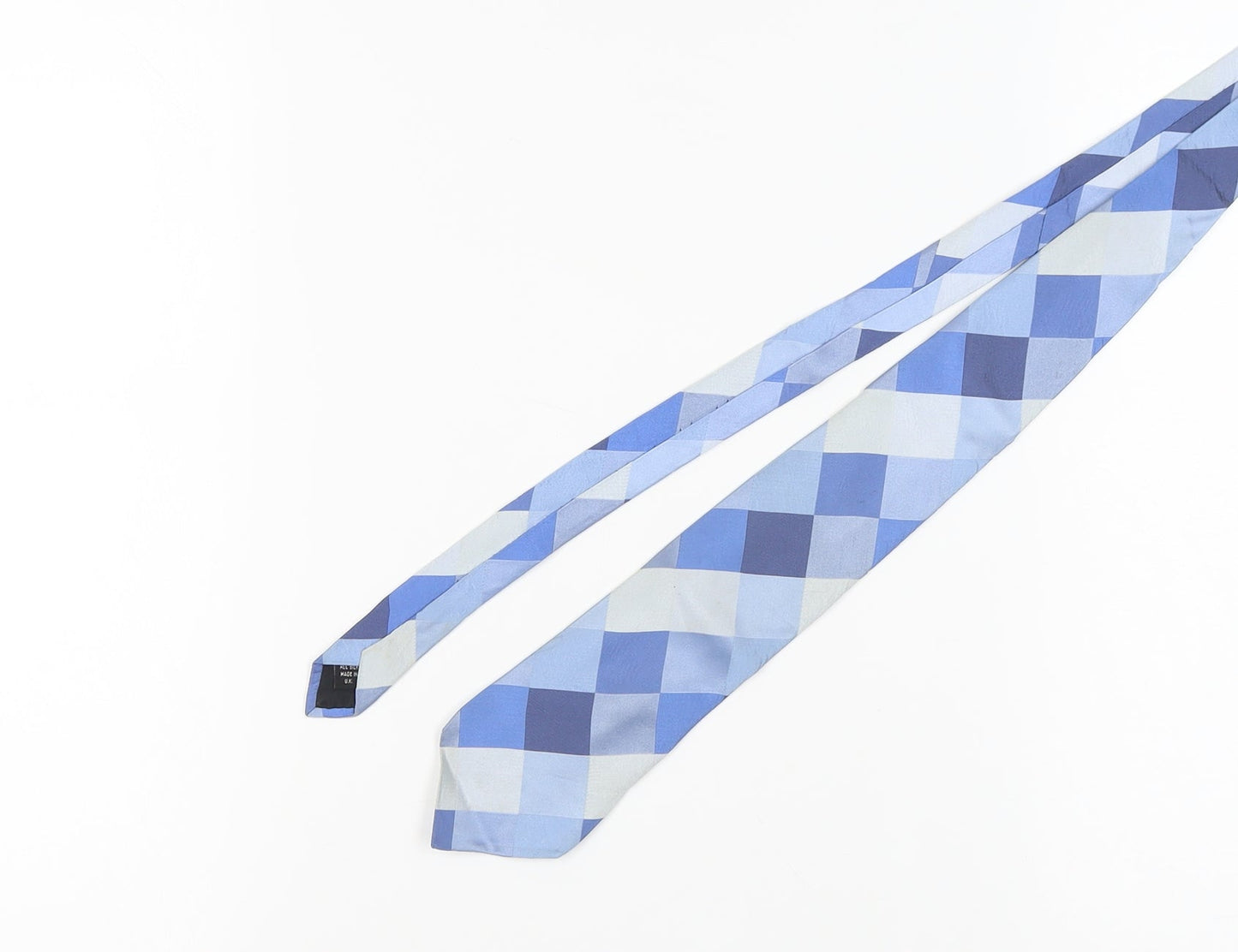 Mens Milan Collection Blue Geometric 100% Silk  Tie