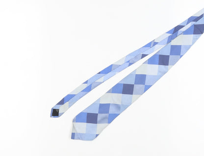 Mens Milan Collection Blue Geometric 100% Silk  Tie