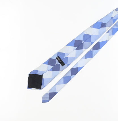 Mens Milan Collection Blue Geometric 100% Silk  Tie