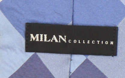 Mens Milan Collection Blue Geometric 100% Silk  Tie