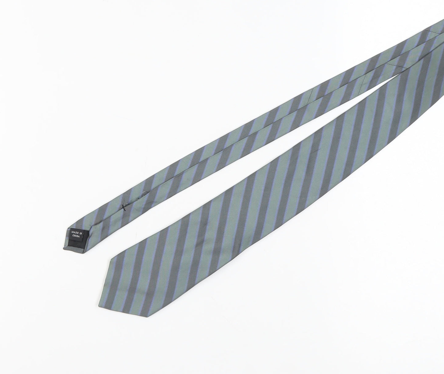 Mens Calvin Klein Grey Striped 100% Silk  Tie