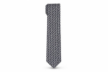 Mens Marks and Spencer Navy Houndstooth 100% Silk Slim Tie