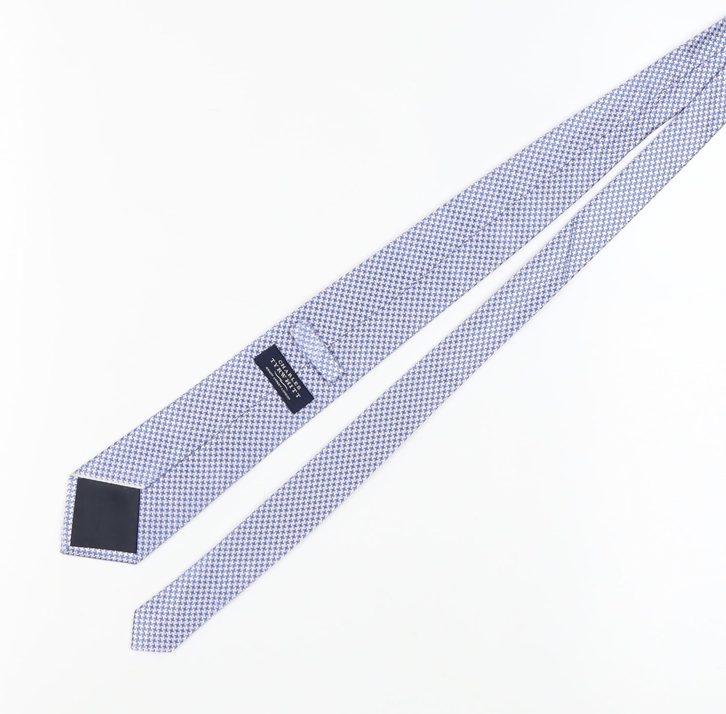 Mens Charles Tyrwhitt Blue Houndstooth 100% Silk  Tie