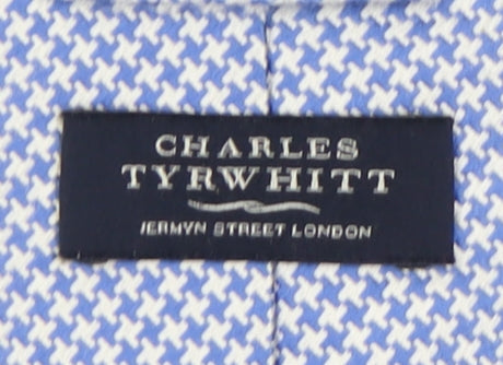 Mens Charles Tyrwhitt Blue Houndstooth 100% Silk  Tie