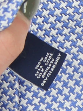 Mens Charles Tyrwhitt Blue Houndstooth 100% Silk  Tie