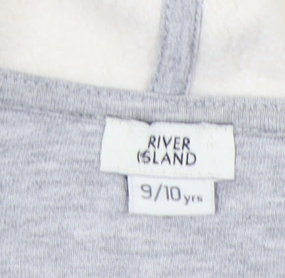 River Island Girls Grey Beige Full Zip Hoodie 9-10 Years