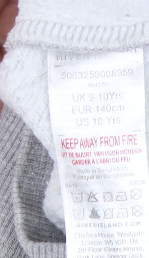 River Island Girls Grey Beige Full Zip Hoodie 9-10 Years