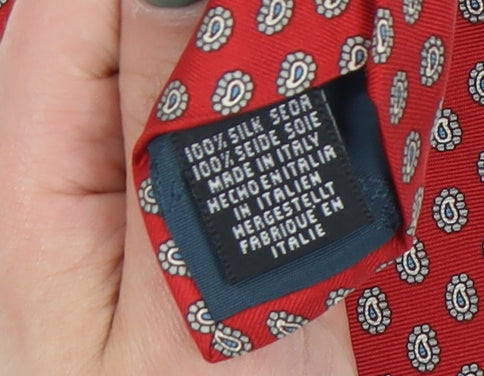 Angelo Bosani Men's Red Silk Floral Tie, One Size