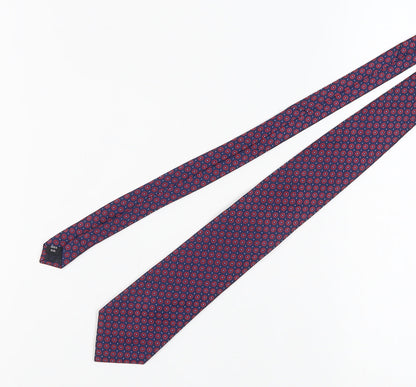 Savile Row Men's Blue Silk Geometric Designer Tie