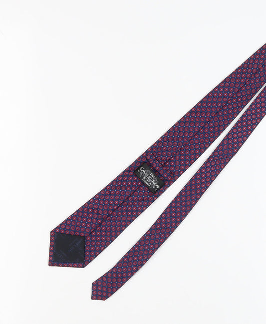 Savile Row Men's Blue Silk Geometric Designer Tie