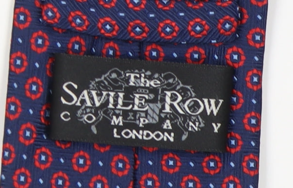 Savile Row Men's Blue Silk Geometric Designer Tie