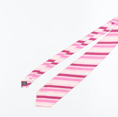 Next Men's Pink Striped Polyester Tie