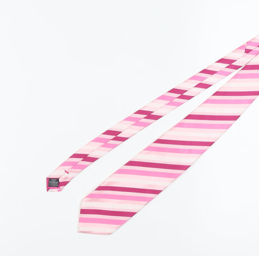 Next Men's Pink Striped Polyester Tie