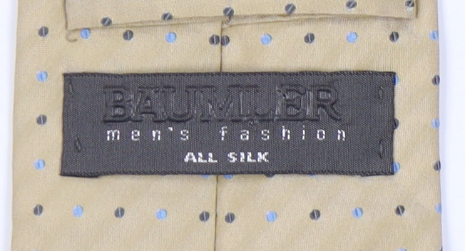 Mens Baumler Beige Polka Dot 100% Silk  Tie
