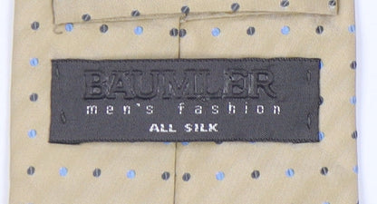 Mens Baumler Beige Polka Dot 100% Silk  Tie
