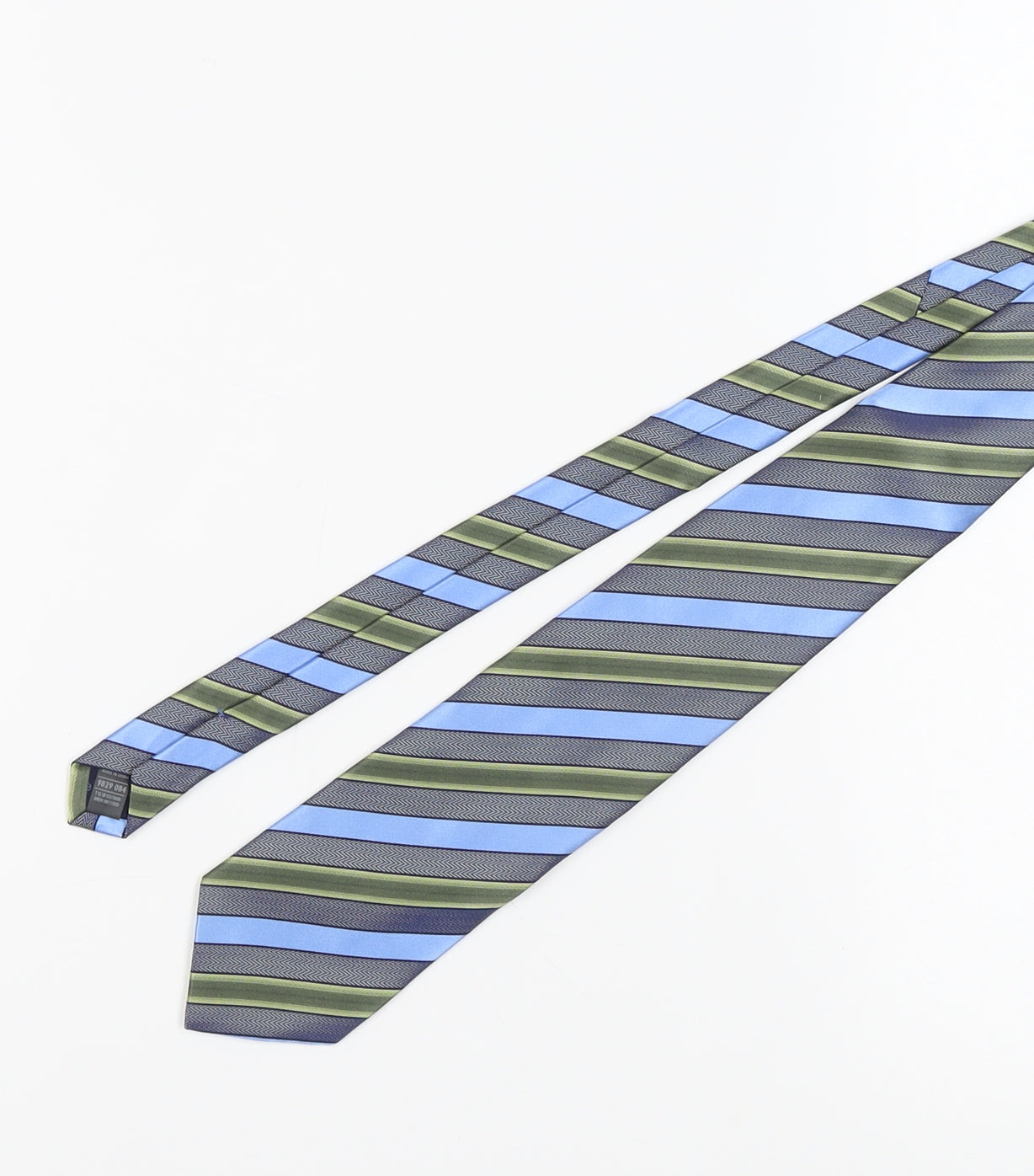 Marks and Spencer Men's Blue Green Striped Silk Tie