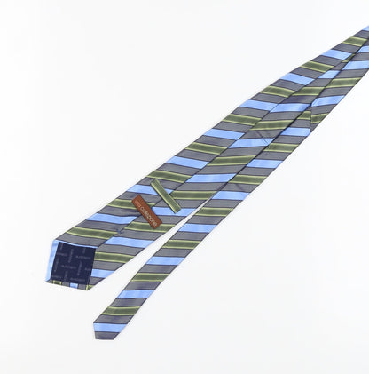Marks and Spencer Men's Blue Green Striped Silk Tie