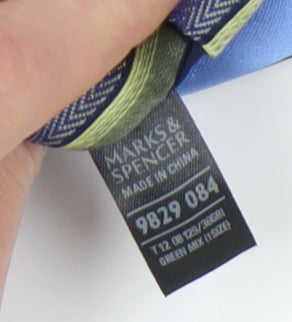 Marks and Spencer Men's Blue Green Striped Silk Tie