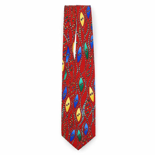 Front view of Cecil Jones Men's Red Geometric Slim Tie One Size