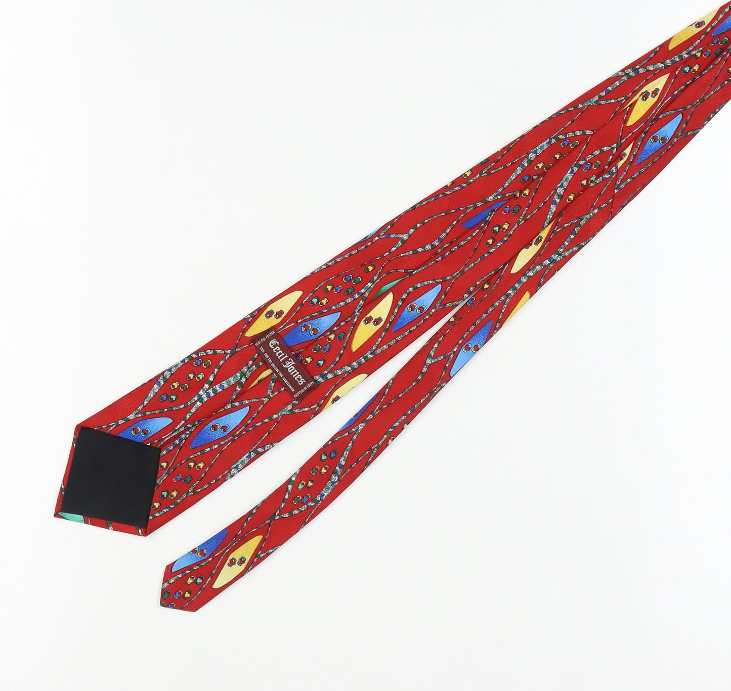 Cecil Jones Men's Red Geometric Slim Tie One Size
