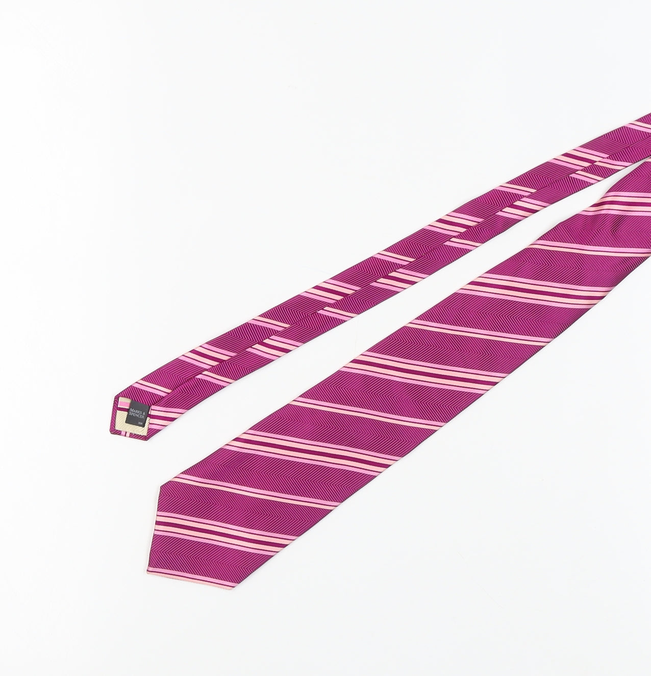 Marks & Spencer Men's Pink Striped Silk Tie