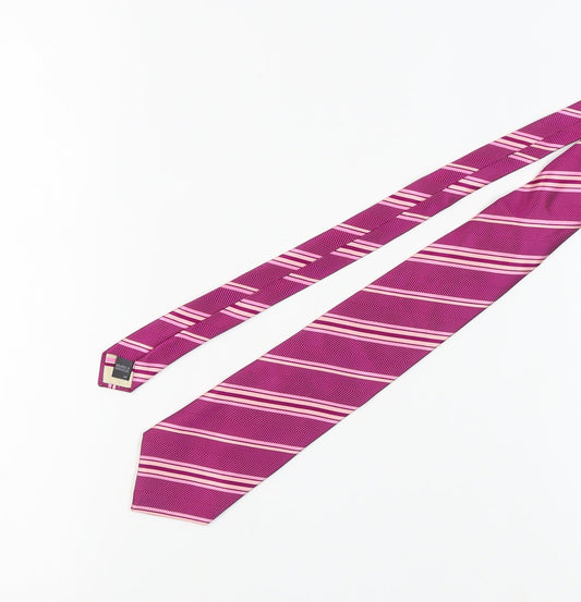 Marks & Spencer Men's Pink Striped Silk Tie