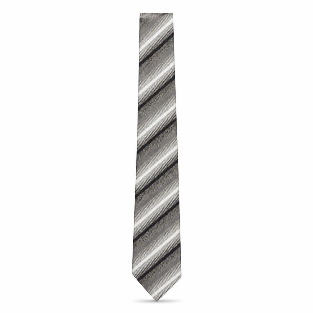 Mens Marks and Spencer Grey Striped 100% Silk  Tie