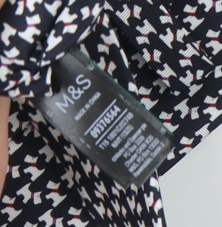 Marks and Spencer Men's Black Houndstooth Silk Tie