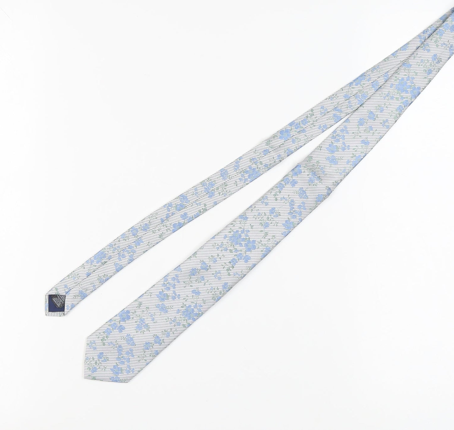 Marks and Spencer Men's Blue Floral Silk Tie
