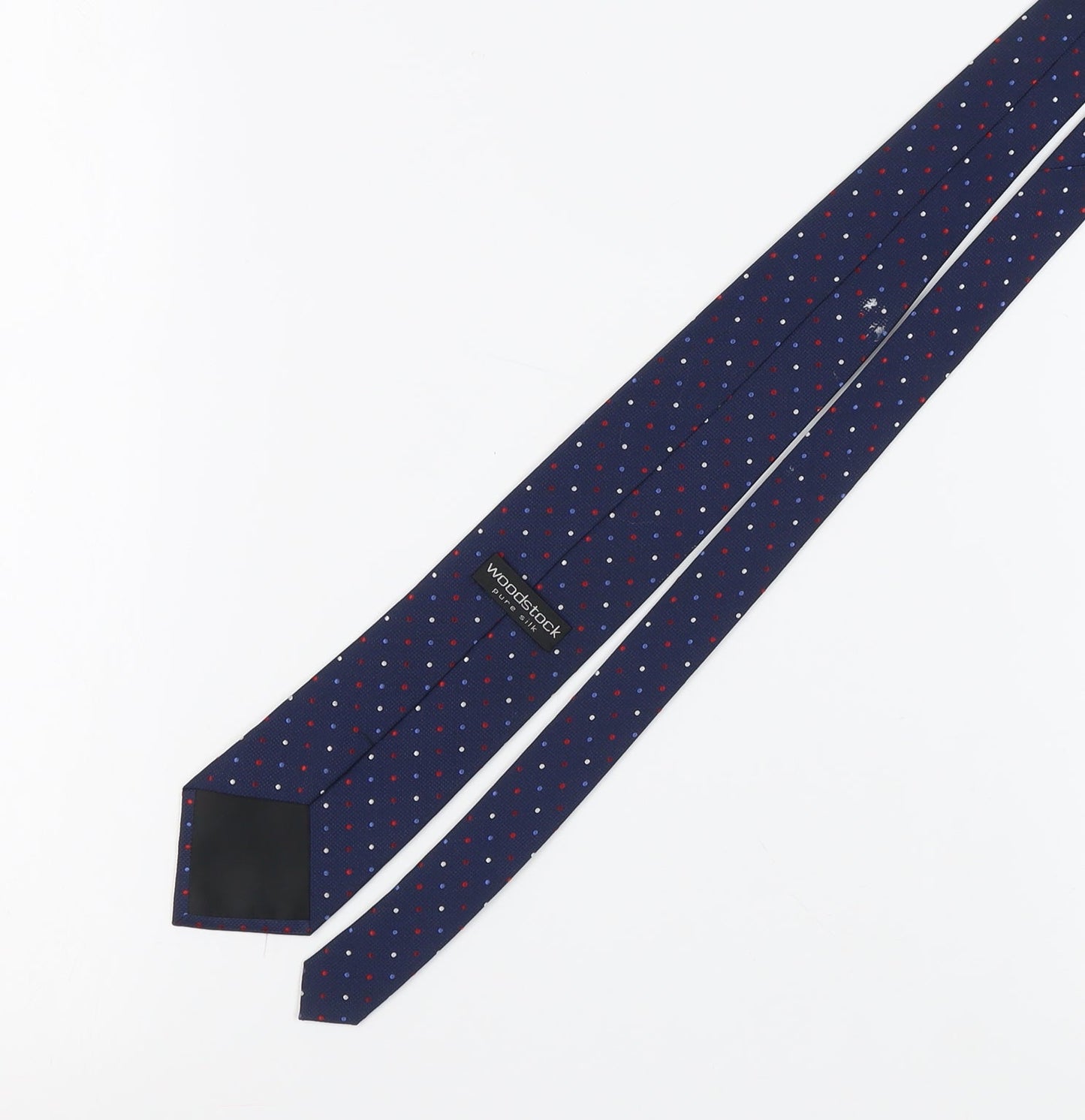 Woodstock Men's Blue Silk Slim Polka Dot Tie