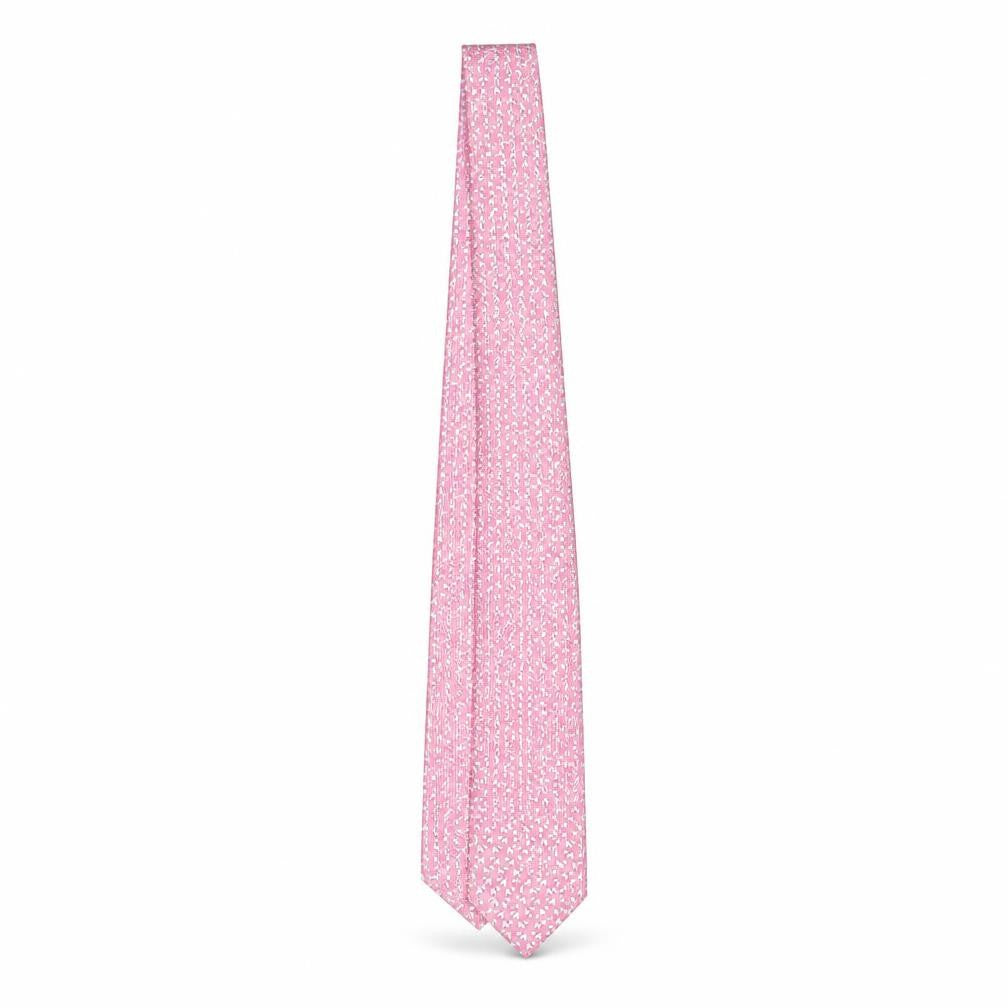 Mens Marks and Spencer Pink Geometric 100% Silk Slim Tie