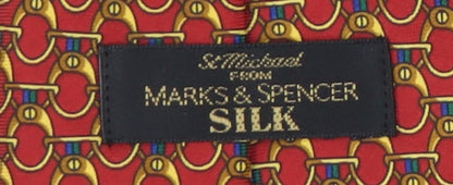Marks and Spencer Red Silk Geometric Men's Tie