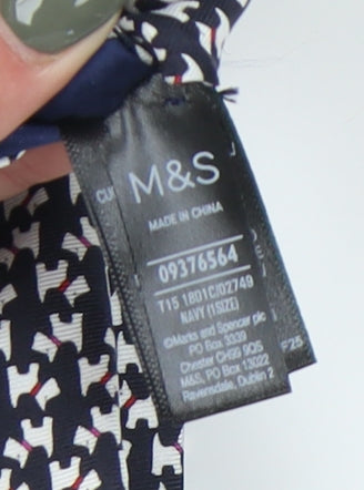 Marks and Spencer Men's Black Houndstooth Silk Tie