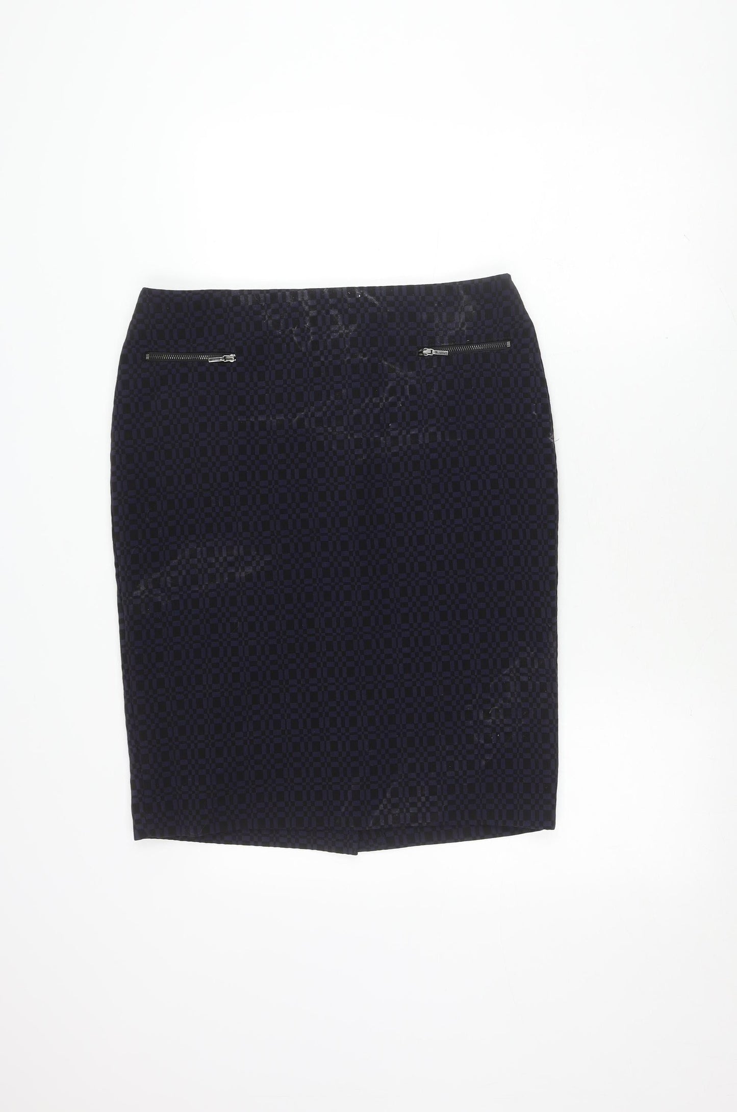 Marks and Spencer Women's Blue Check Pencil Skirt Size 14