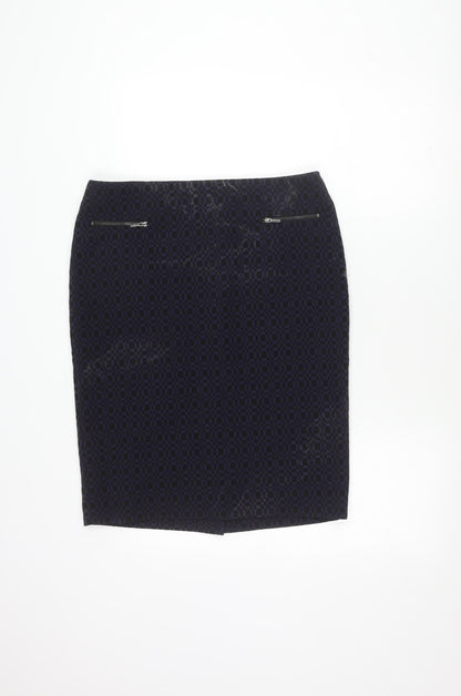 Marks and Spencer Women's Blue Check Pencil Skirt Size 14