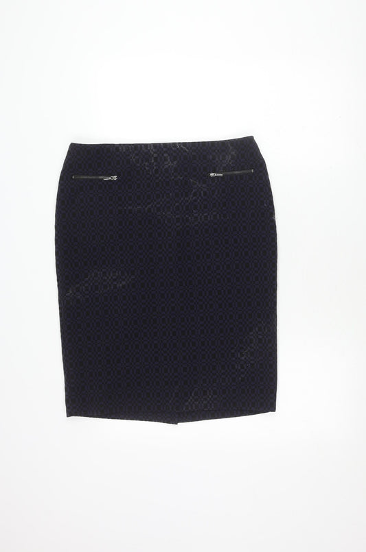 Marks and Spencer Women's Blue Check Pencil Skirt Size 14