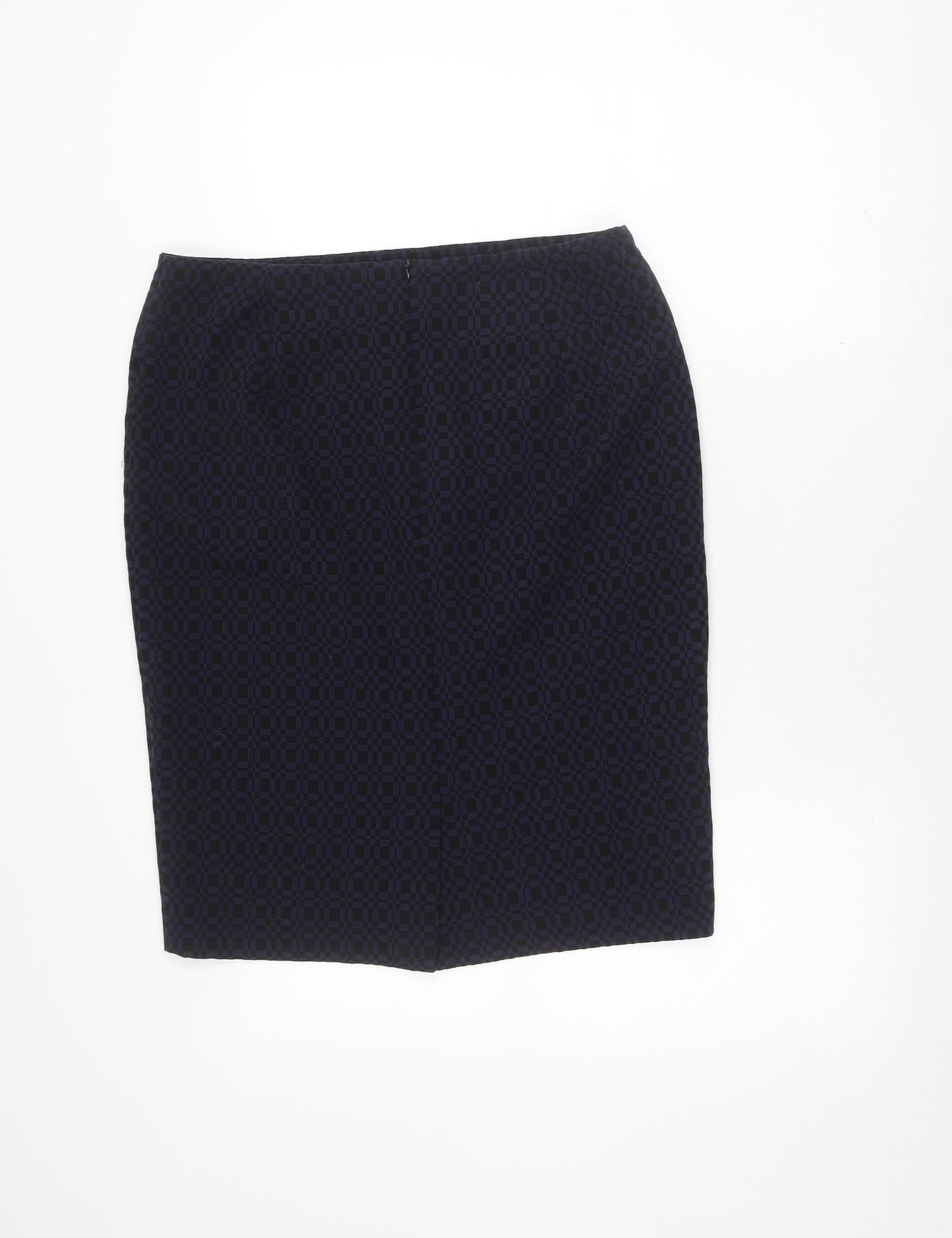 Marks and Spencer Women's Blue Check Pencil Skirt Size 14