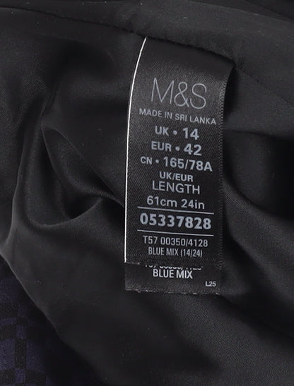 Marks and Spencer Women's Blue Check Pencil Skirt Size 14