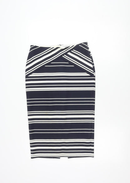 Marks and Spencer Women's Blue Striped Skirt Size 8