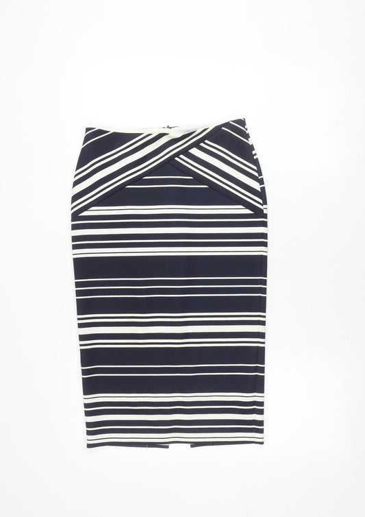 Marks and Spencer Women's Blue Striped Skirt Size 8