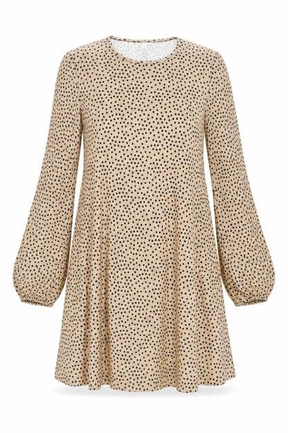 Stradivarius Women's Beige Polka Dot Long Sleeve Dress S