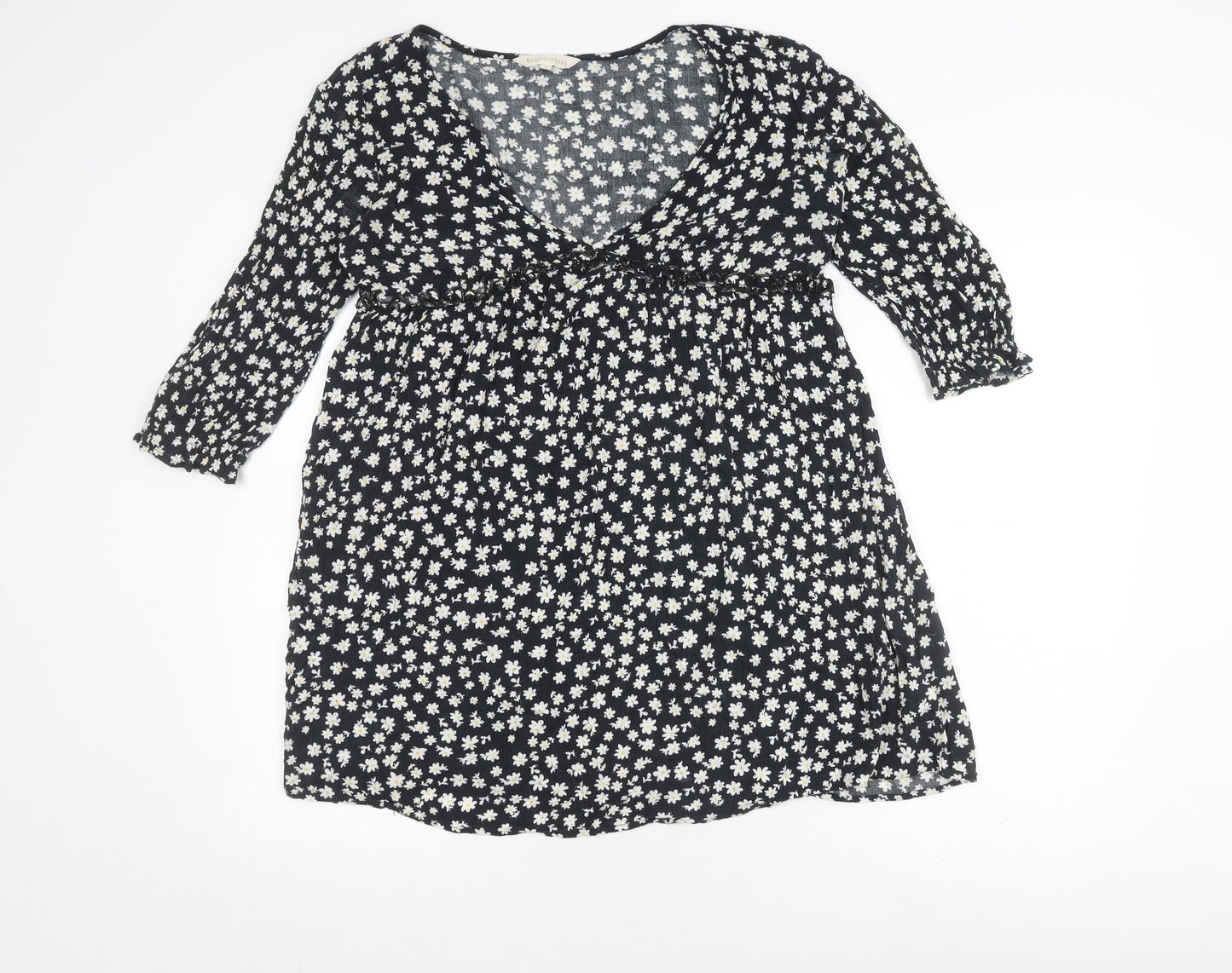 Beyond Words Women's Black Floral A-Line Dress, Size S
