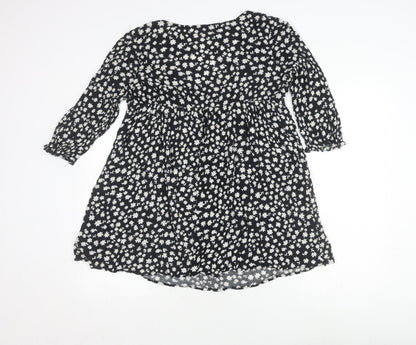 Beyond Words Women's Black Floral A-Line Dress, Size S